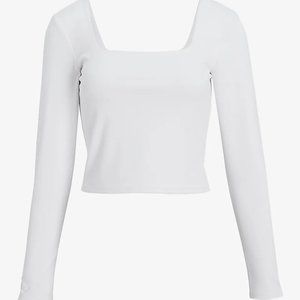 Express, Body Contour High Compression Square Neck Long Sleeve Cropped Tee, Sz M